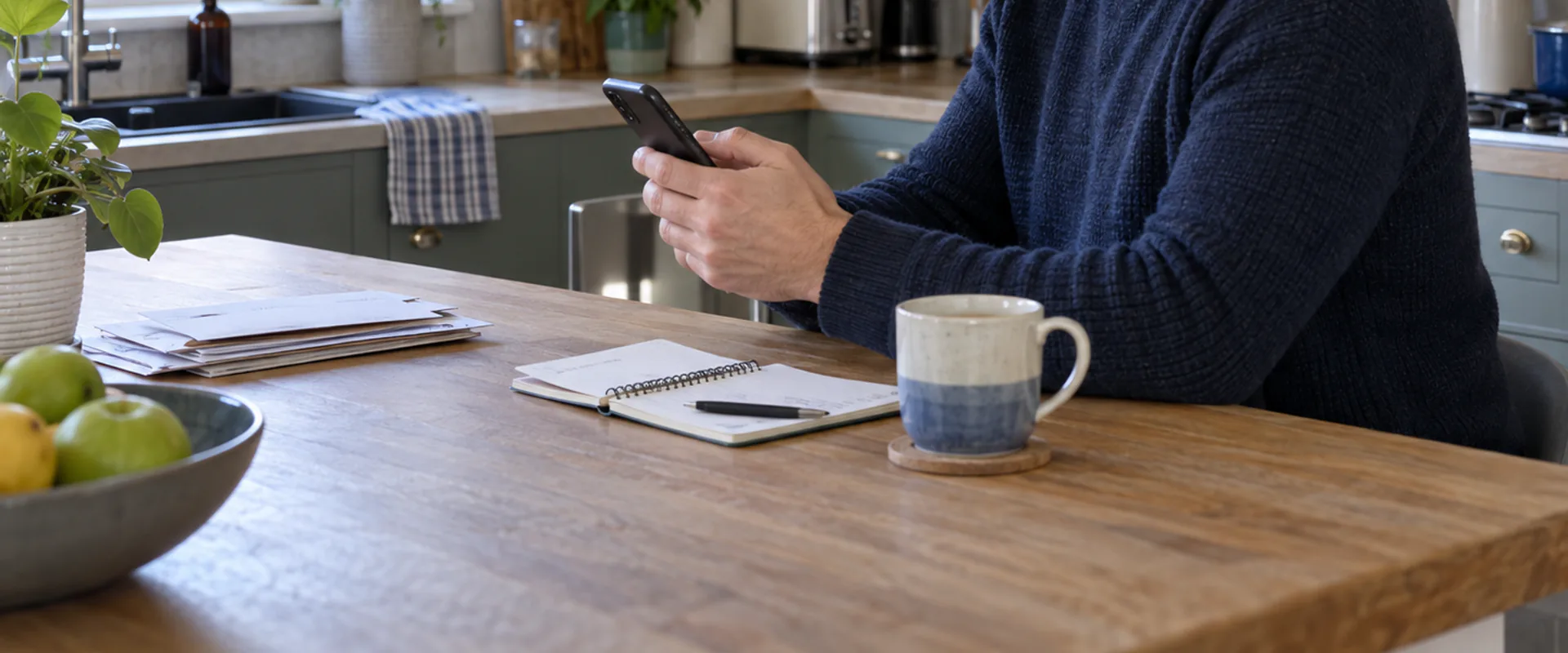 Homeowner reviewing a fixed-price EPC quote on a phone