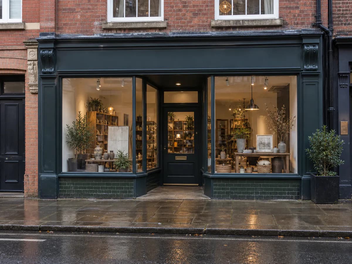 Shop front on a busy Manchester street