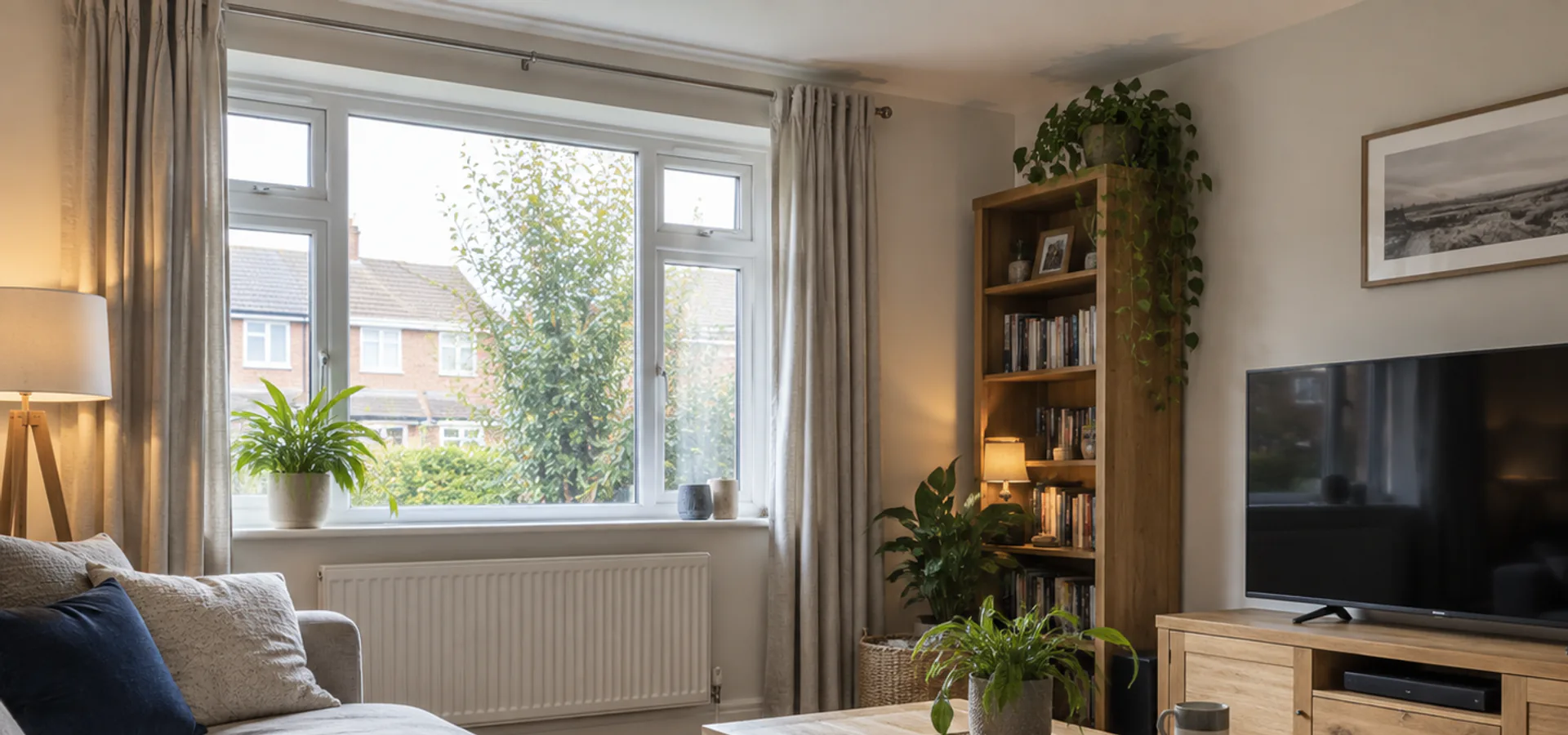 Bright living room in a modern UK home