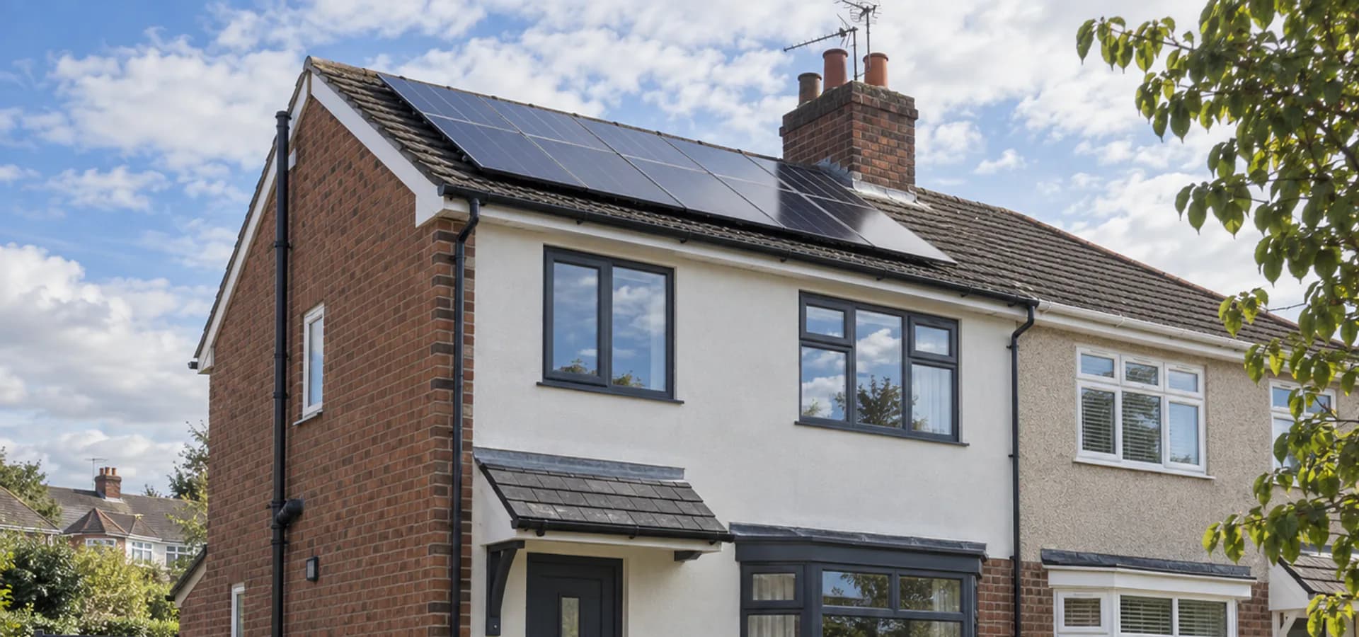Home with solar panels and new double glazing