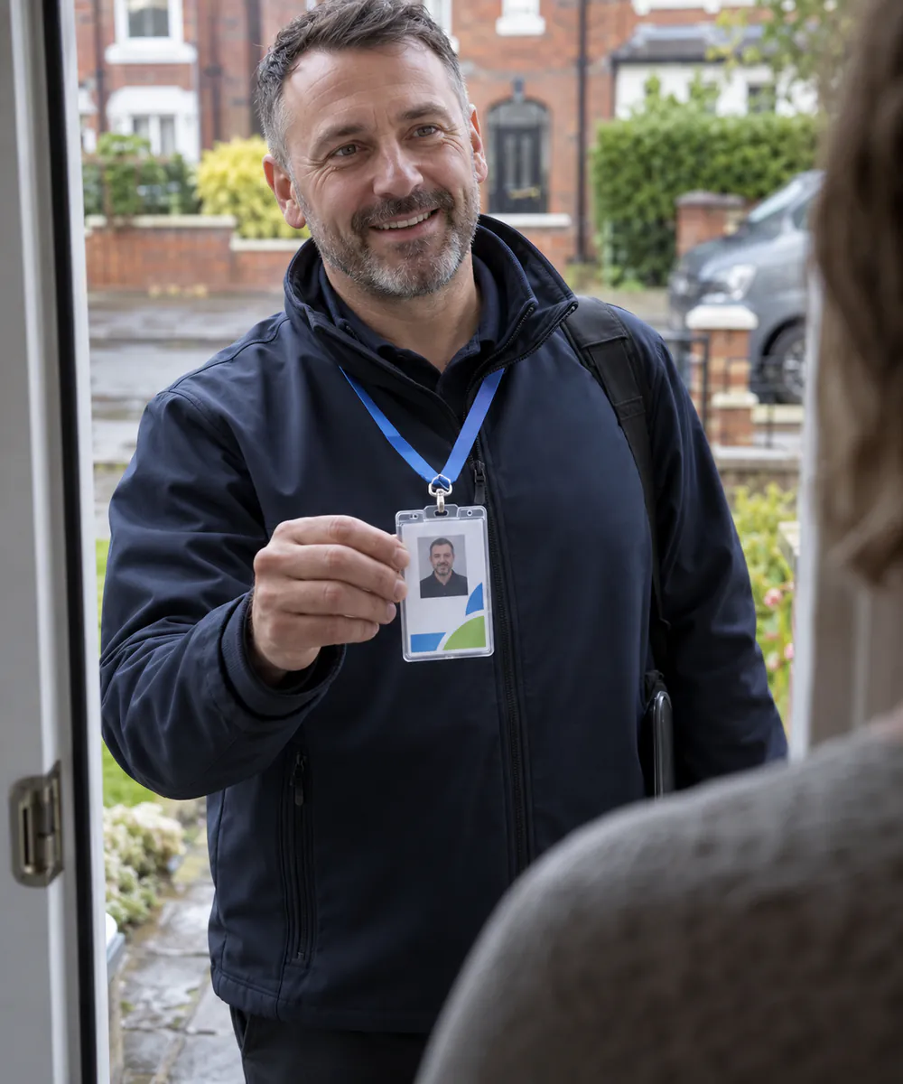 Assessor showing an EPCExpress ID badge